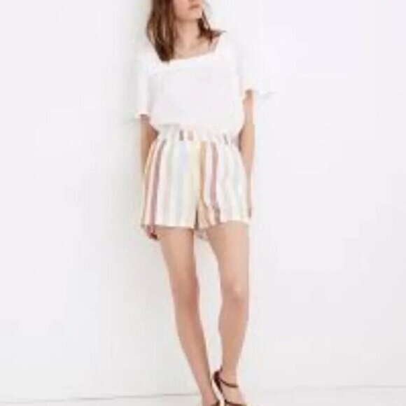 Madewell Pants - Madewell x Laude the Label Everyday Shorts in Painter Stripe 100% Linen M